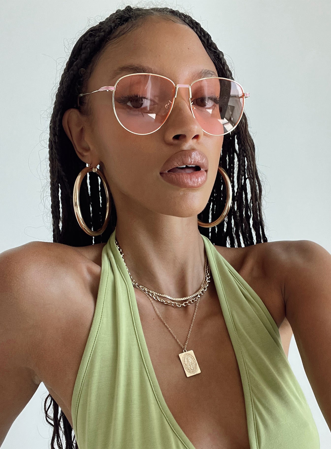 Mai Aviator Sunglasses Dark Pink