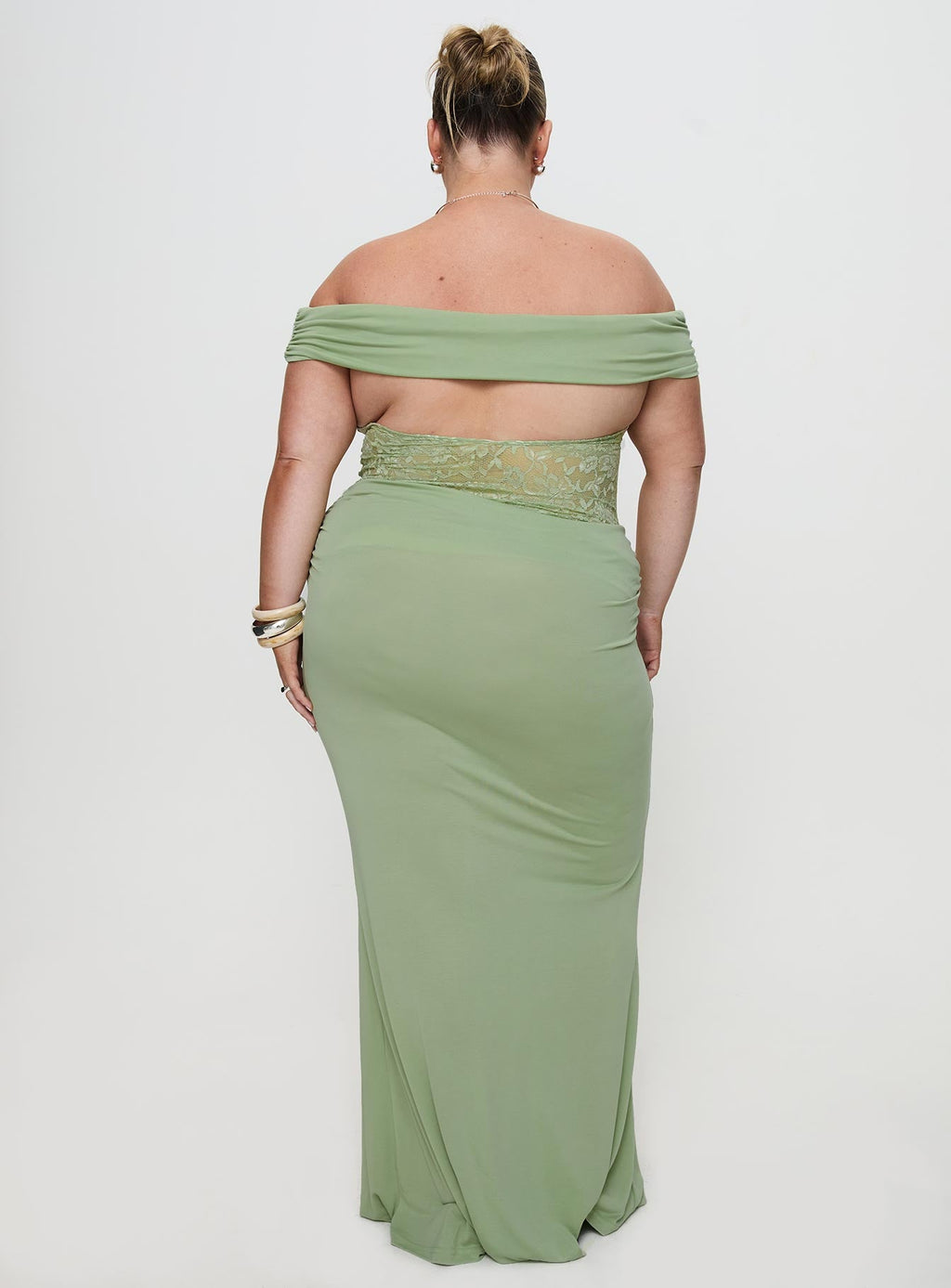 Gwendolen Off The Shoulder Maxi Dress Green Curve