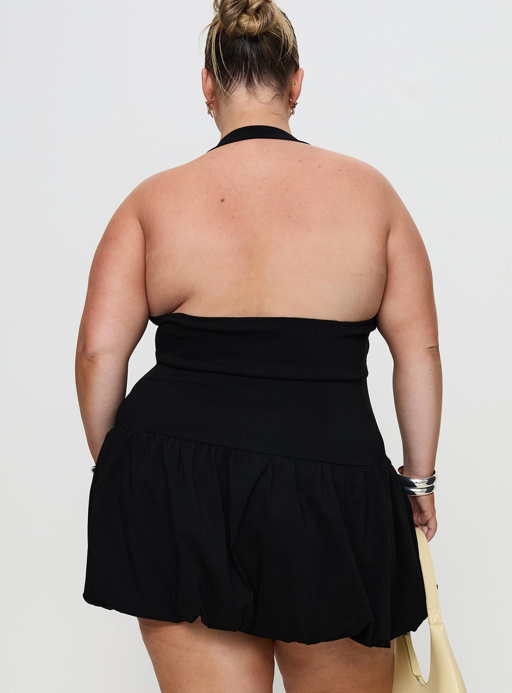 Gigli Bubble Hem Mini Dress Black Curve