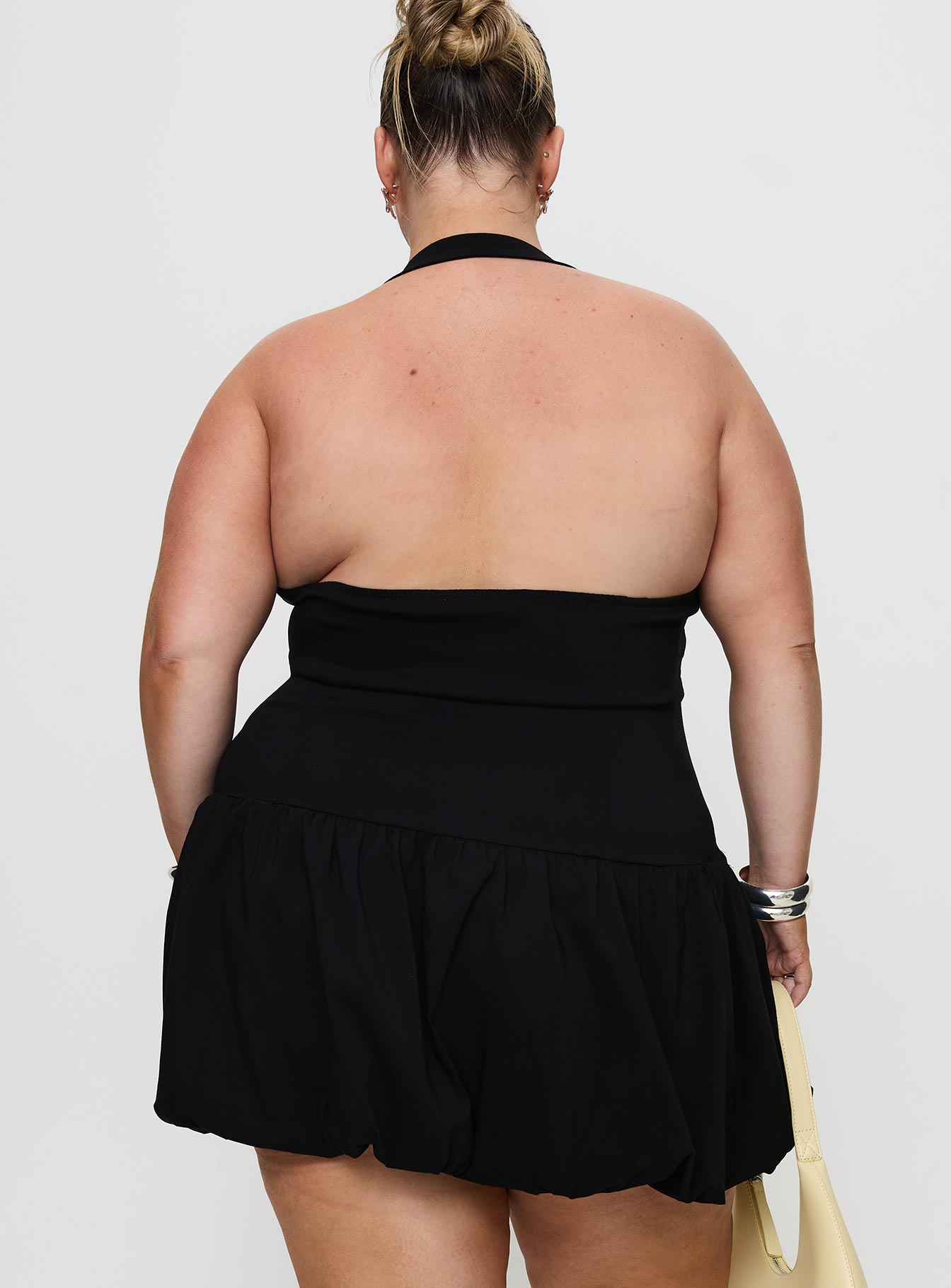 Gigli Bubble Hem Mini Dress Black Curve