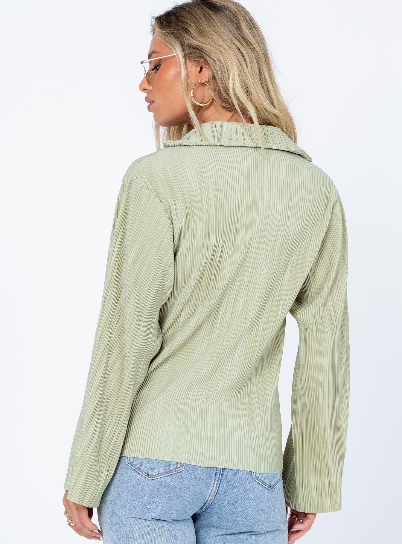Louie Pleated Shirt Sage