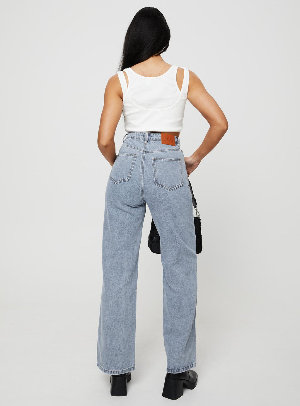 Nicolo High Rise Straight Leg Jeans Light Blue Wash