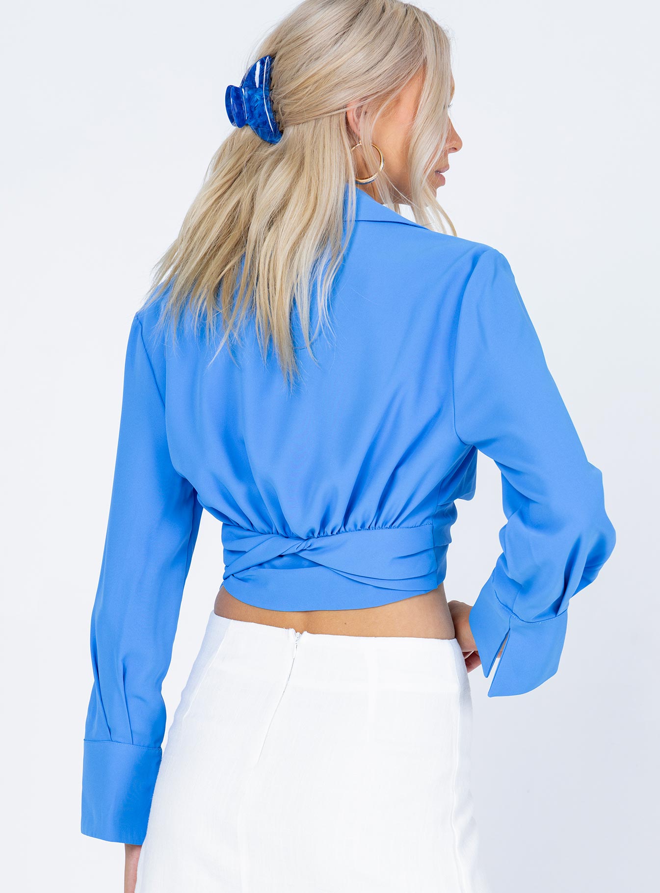 French Kiss Twist Shirt Blue