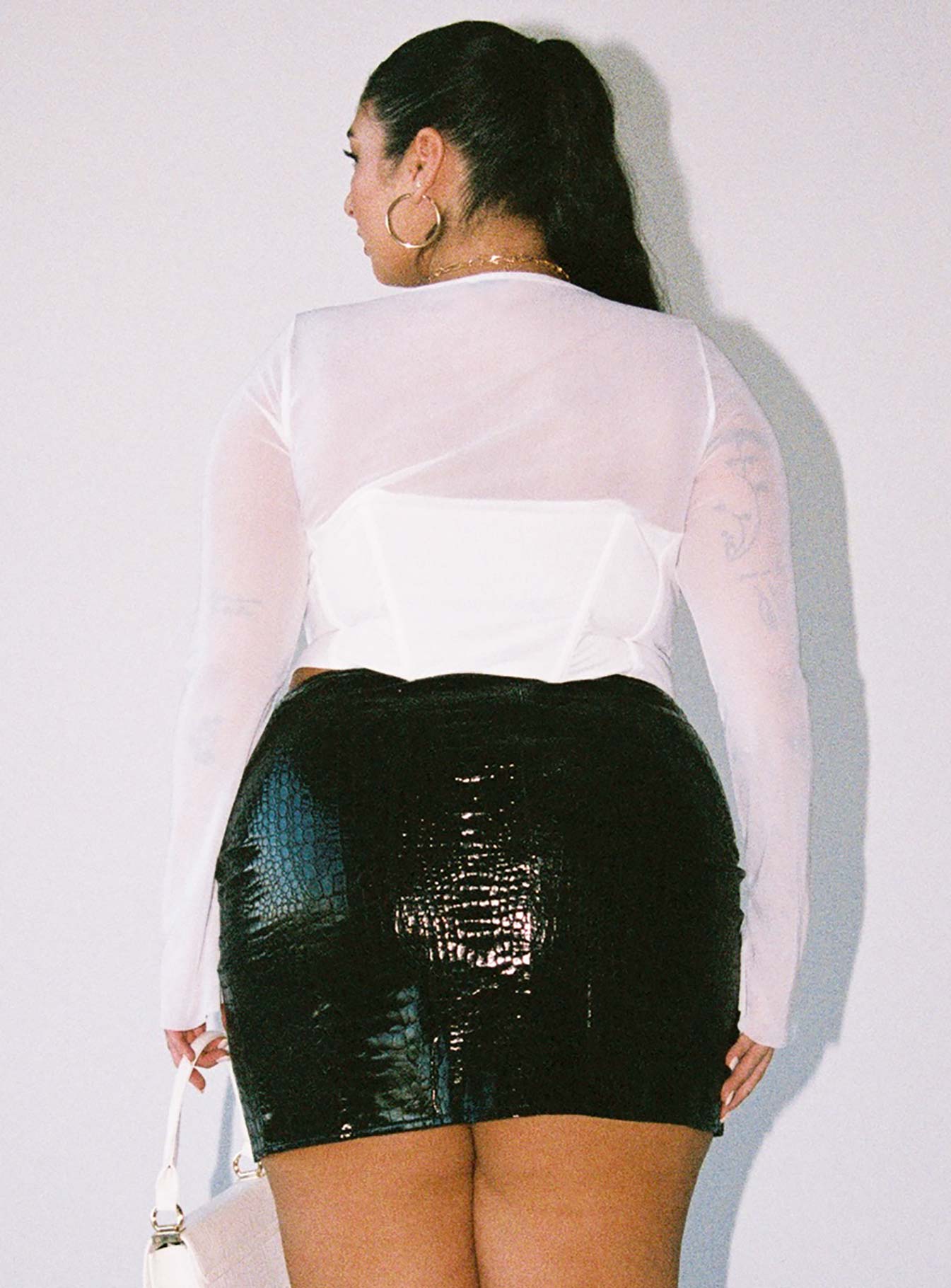 Leila Mini Skirt Black Croc Curve