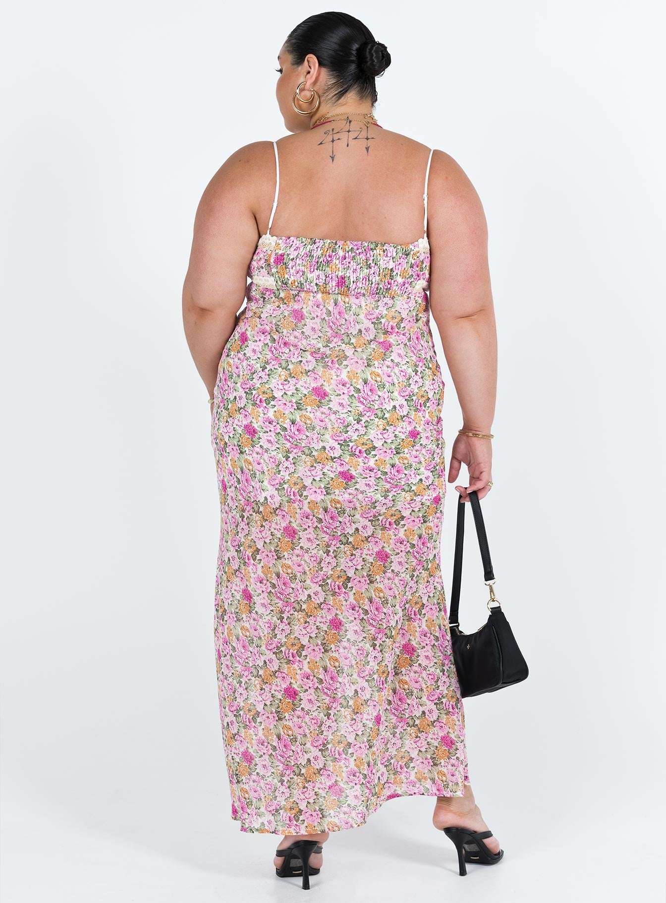 Emily Maxi Dress Pink Floral Curve