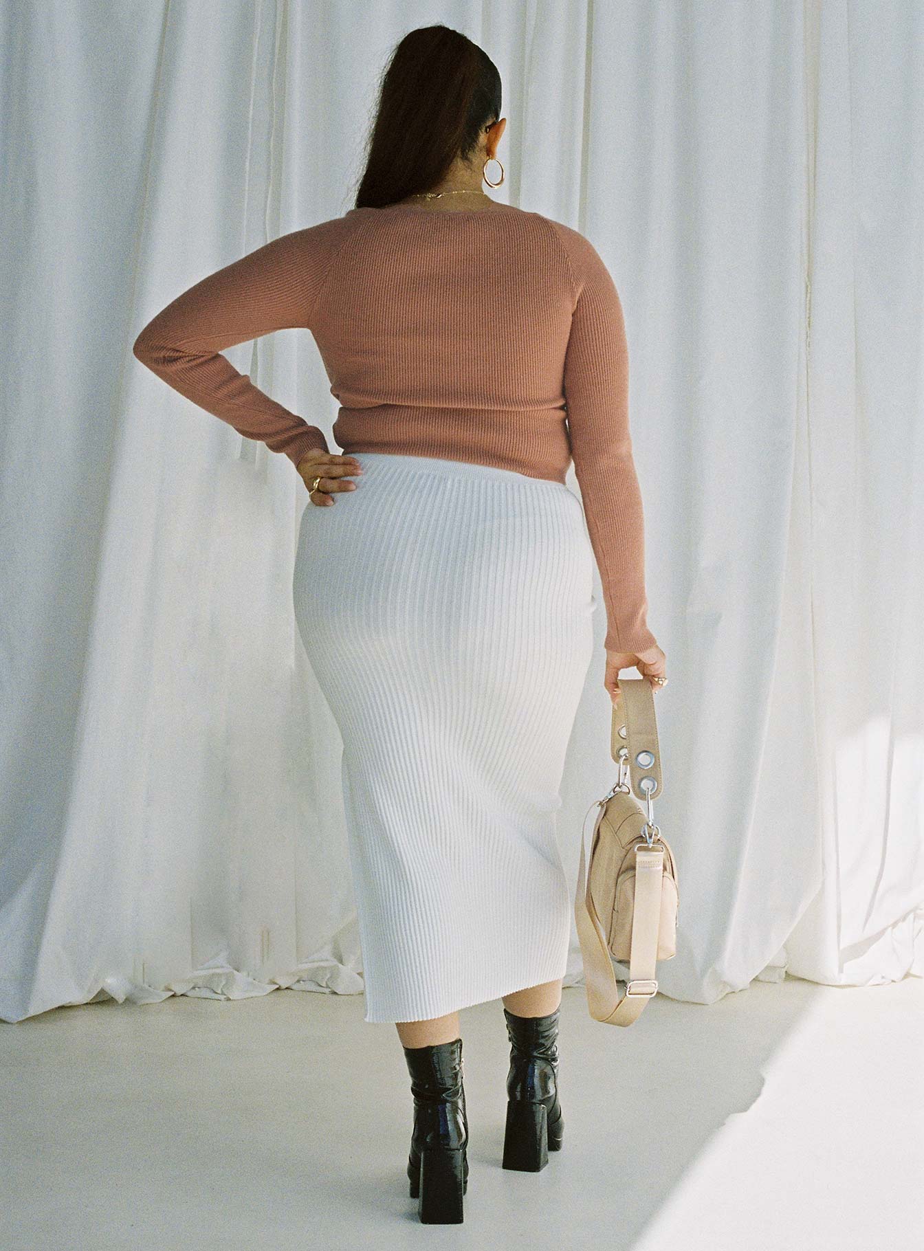 Tanna Midi Skirt Cream Curve