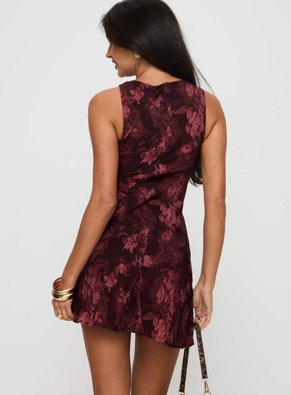 Vivre Mini Dress Burgundy Paisley