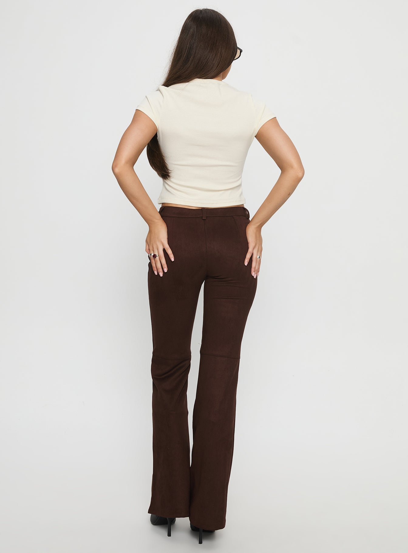 Final Shot Faux Suede Pants Brown