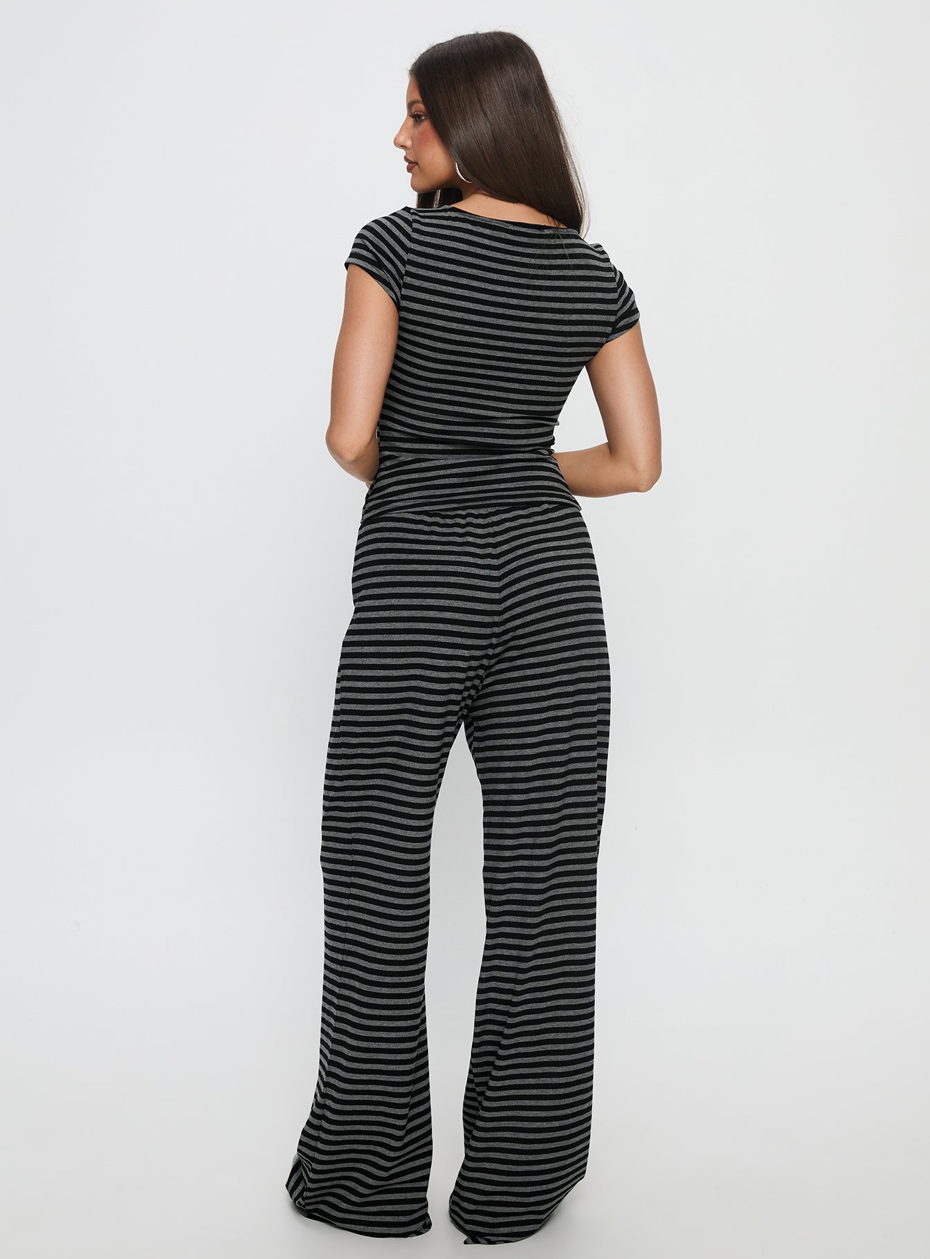 Gavrielle Jersey Wide Leg Pants Stripe