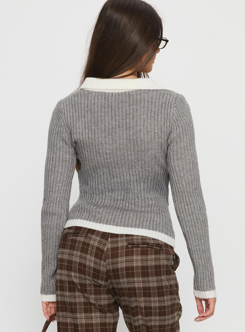 Skylen Long Sleeve Collared Top Grey