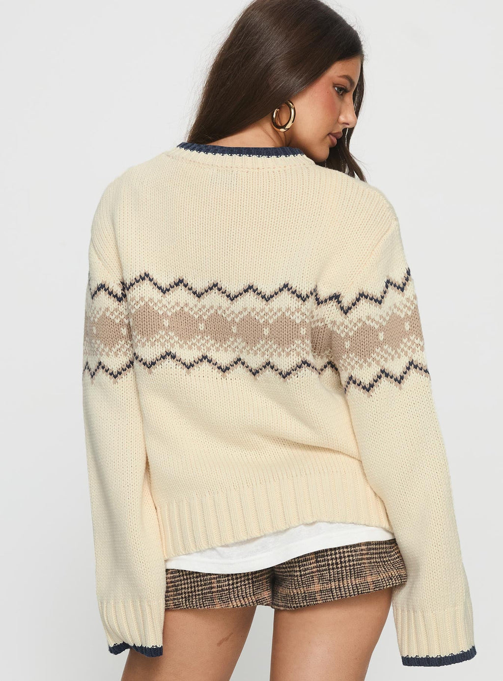 Madalynn Knit Graphic Jumper Beige