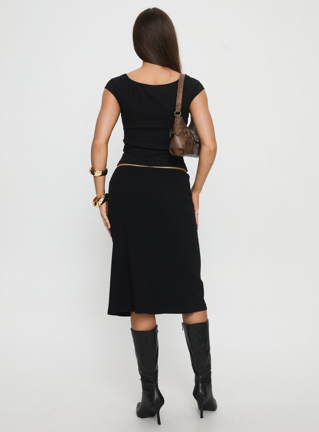 Baseline Rib Midi Skirt Black