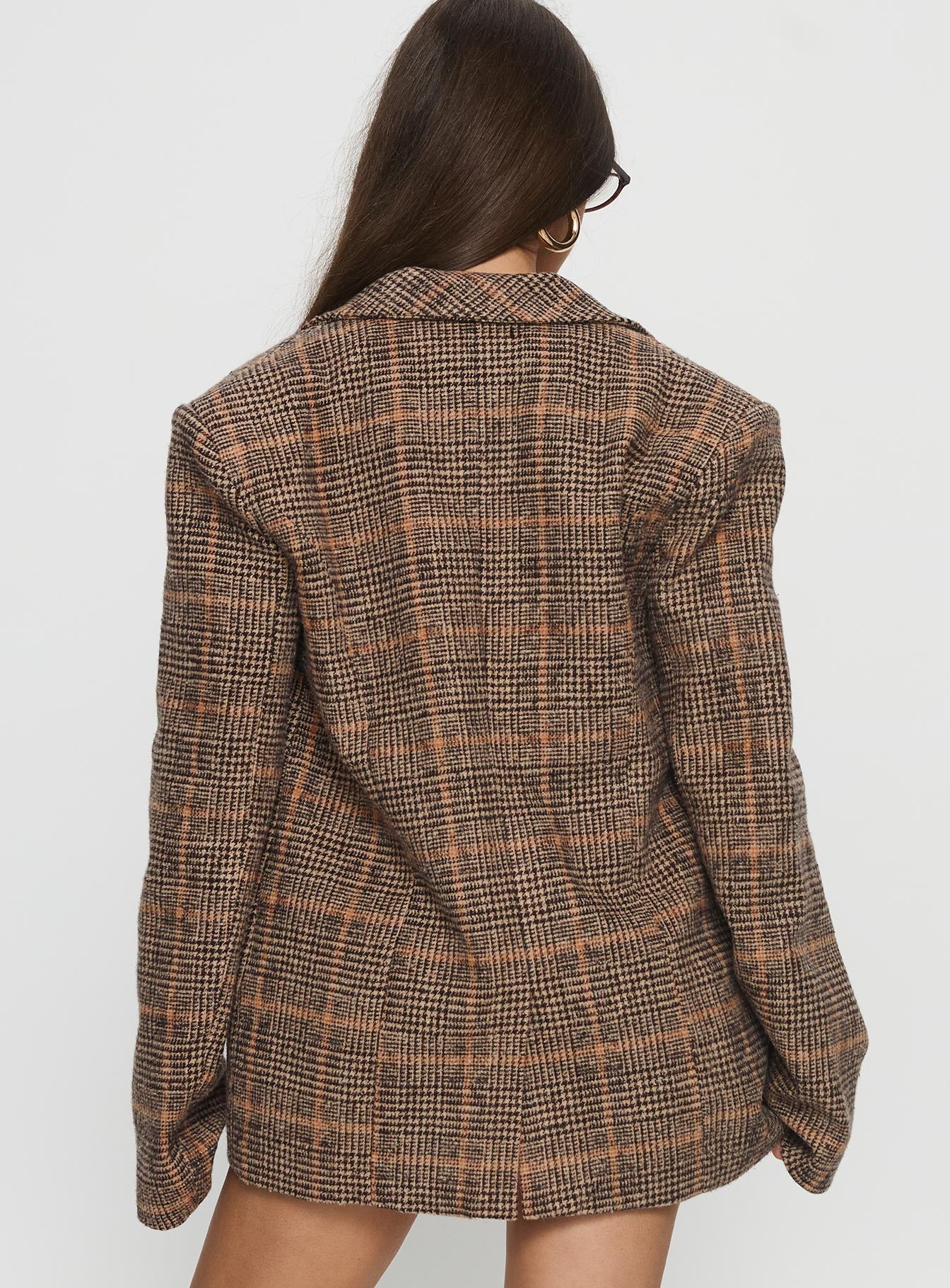Ayvanna Oversized Blazer Brown Plaid