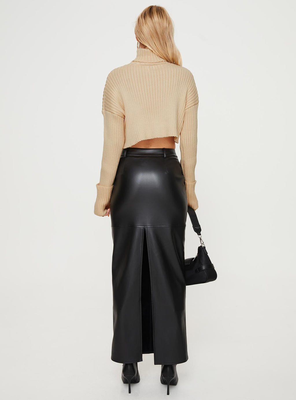 Giacini Faux Leather Maxi Skirt Black