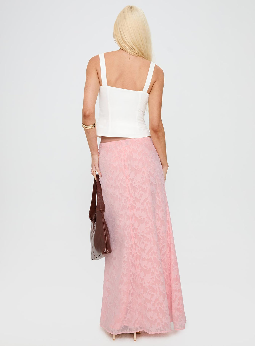Youthful Spirit Lace Maxi Skirt Pink