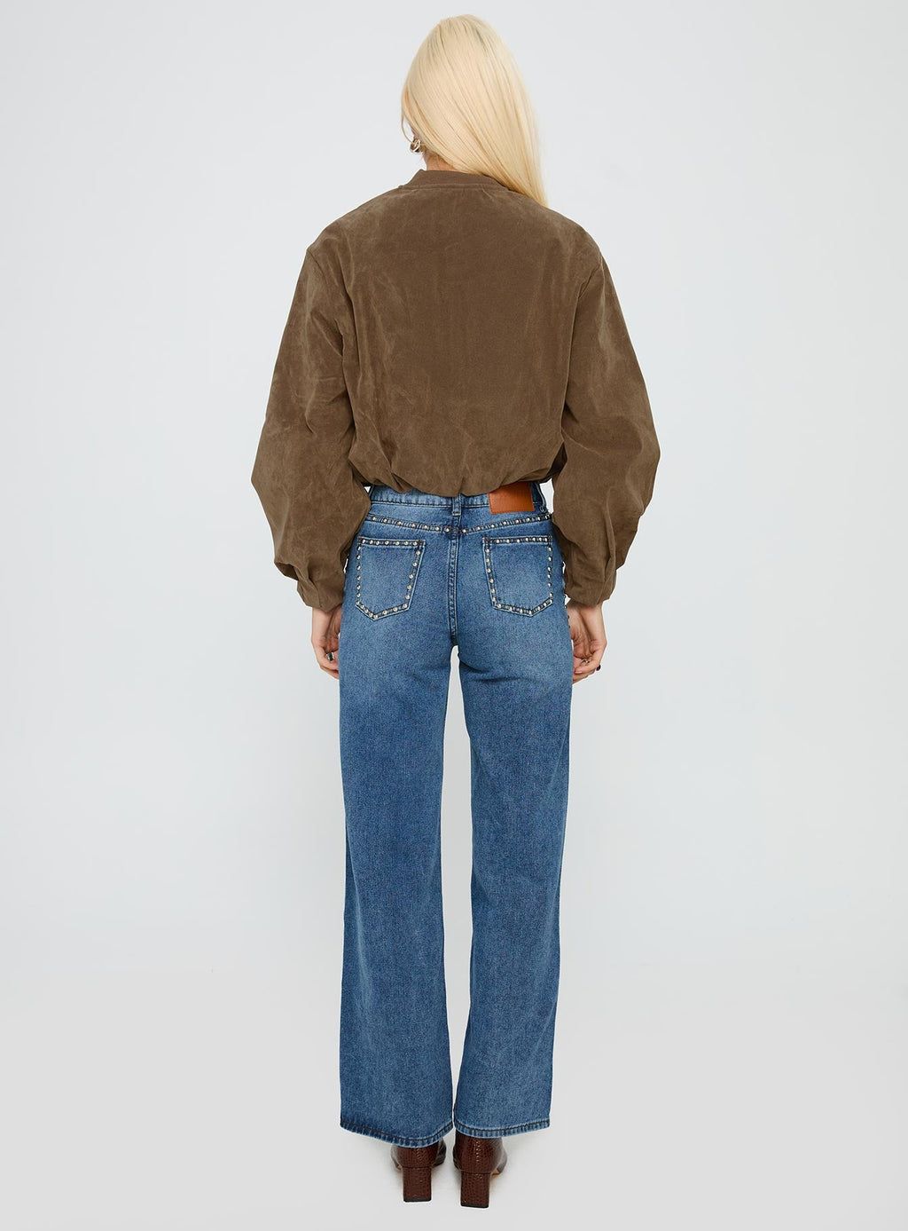 Saving Up Stud Detail Jeans Mid Blue