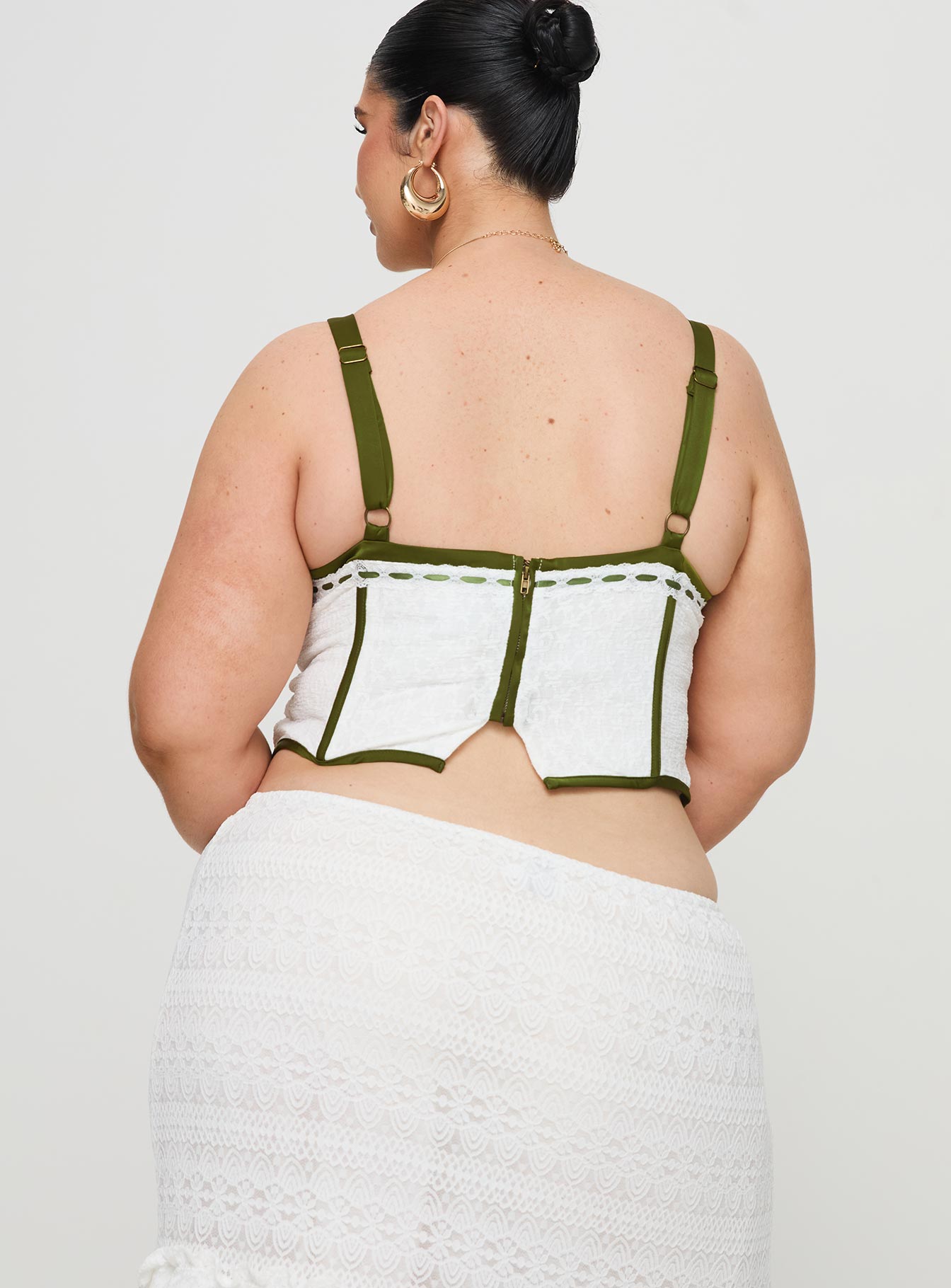 Jiraia Lace Corset Top White / Green Curve