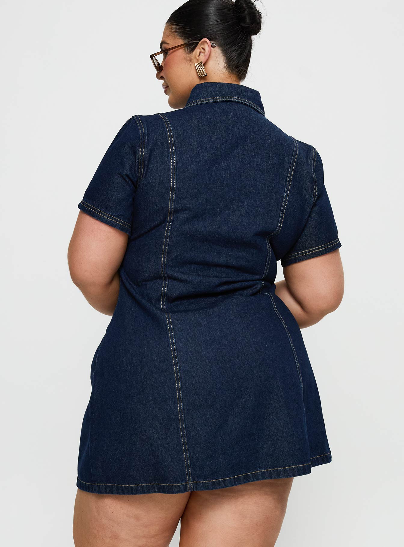 Perception Denim Mini Dress Mid Wash Curve