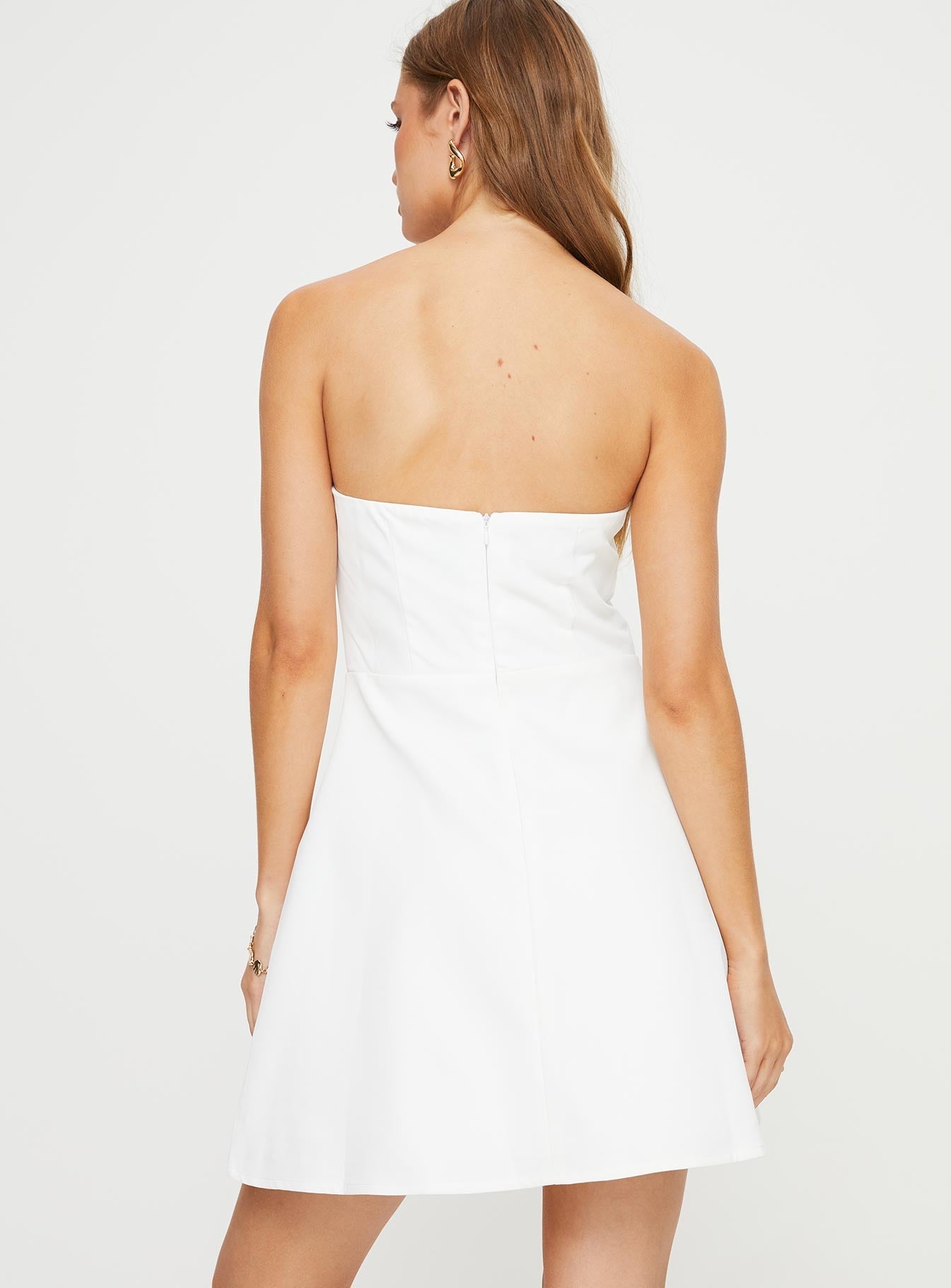 Ostro Strapless Mini Dress White