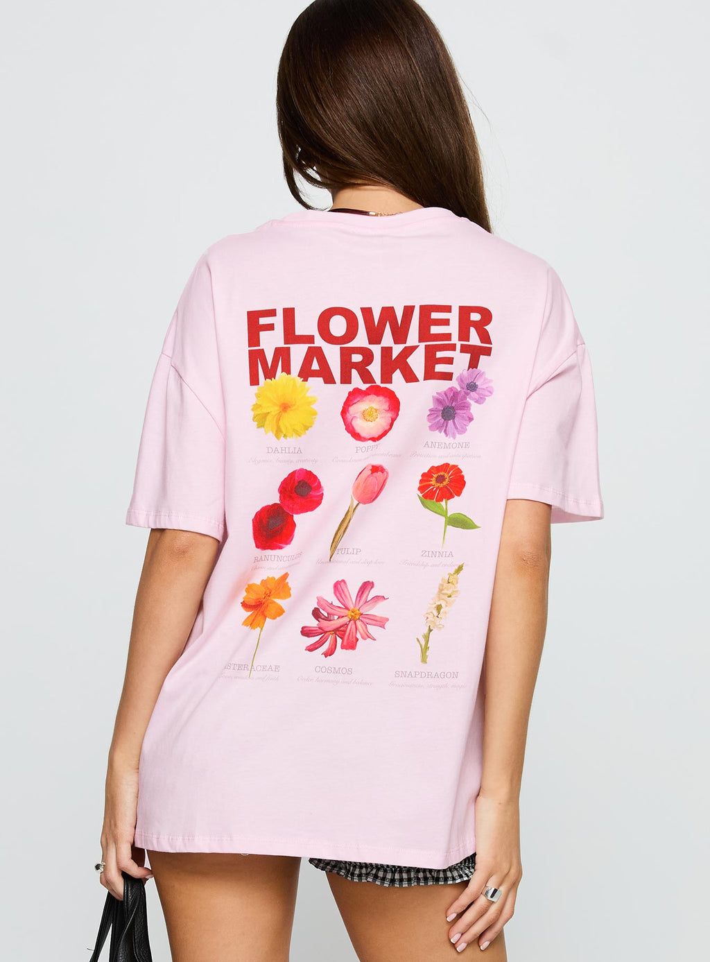 Flower Chart Oversized Tee Pink