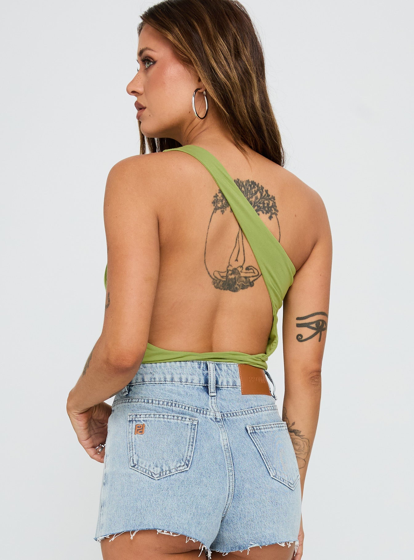 Ferrera One Shoulder Bodysuit Green
