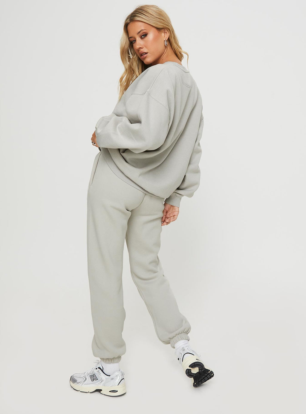 Princess Polly Track Pants Bubble Text Grey / Cloud White