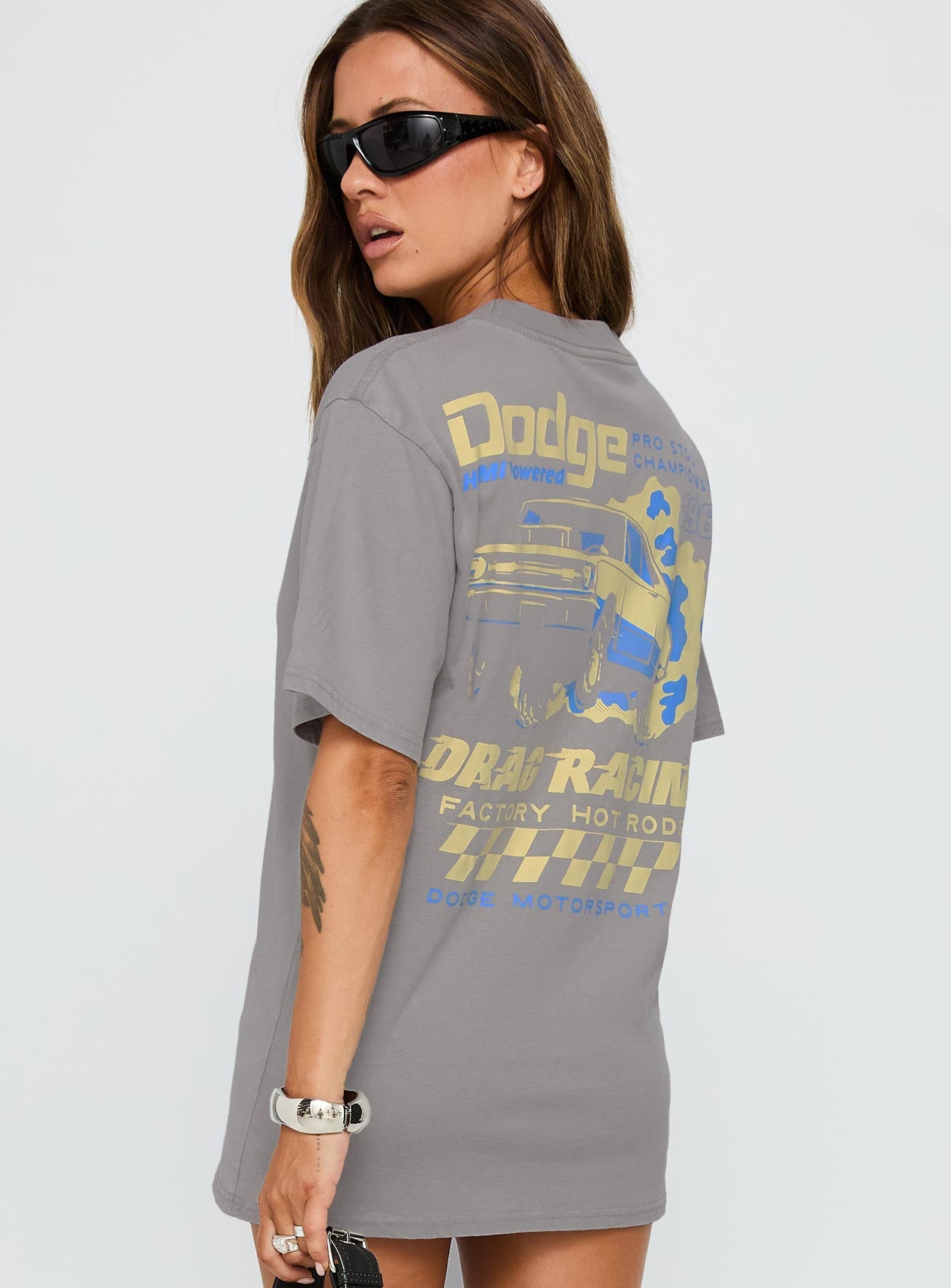 Dodge Racer Oversized Graphic Tee Grey