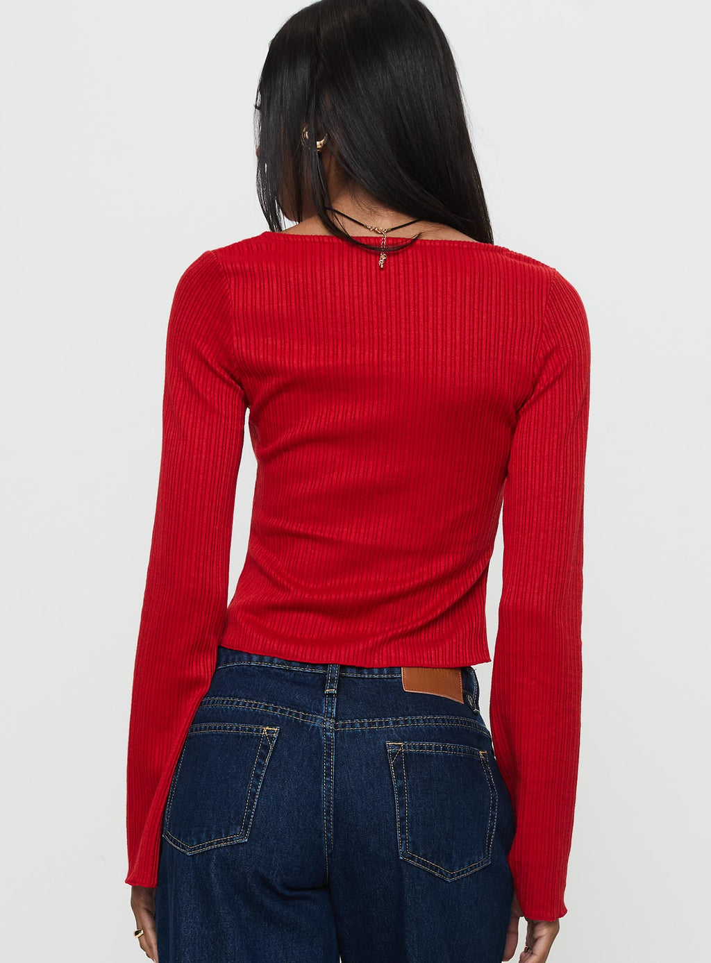 Rowynne Long Sleeve Tie Up Top Red
