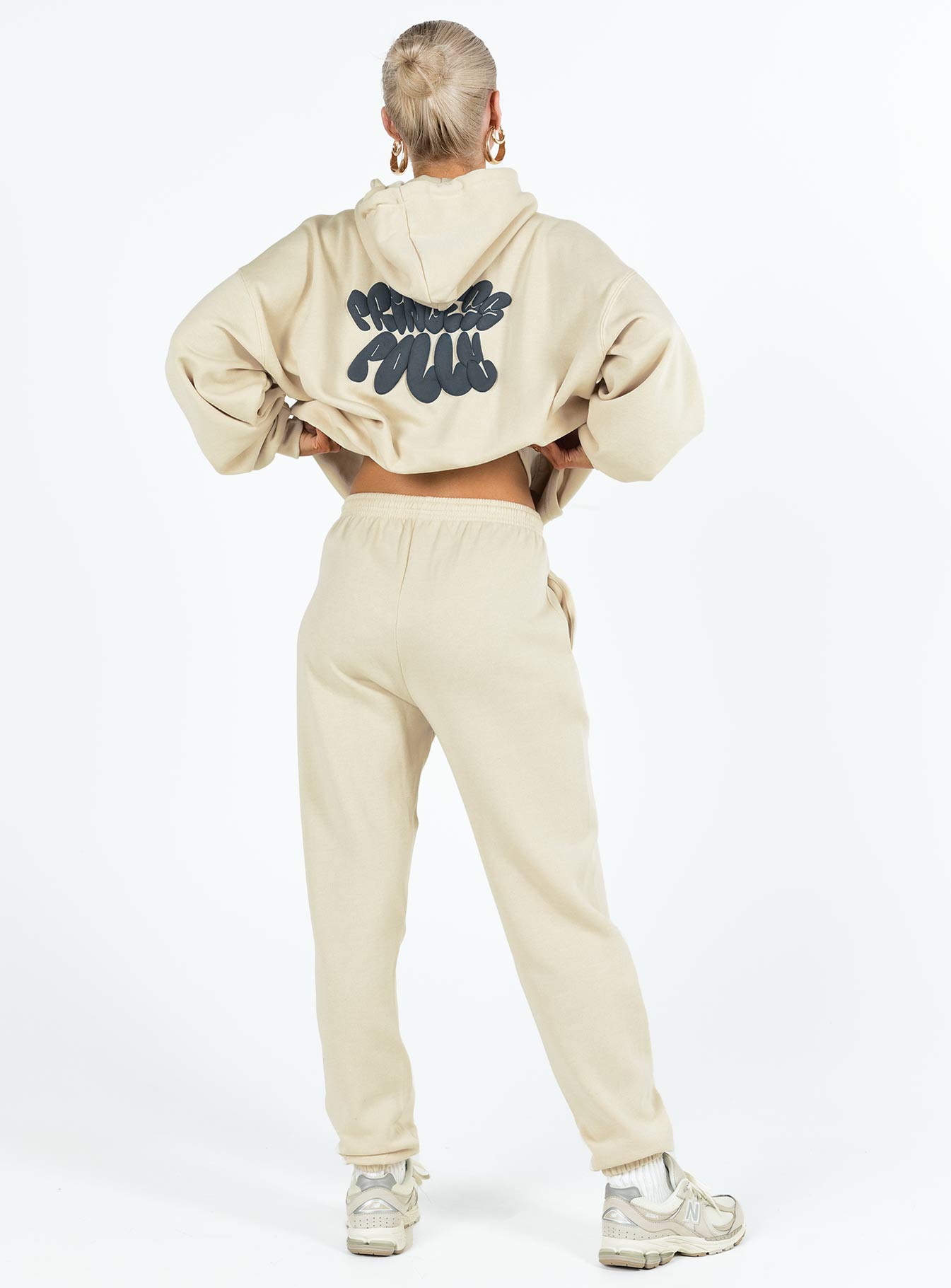 Princess Polly Track Pants Bubble Text Stone / Slate