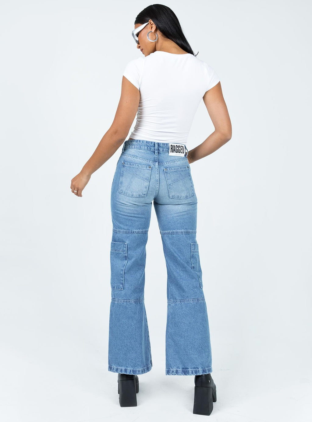 The Ragged Priest Low Rise Dad Jean Light Blue