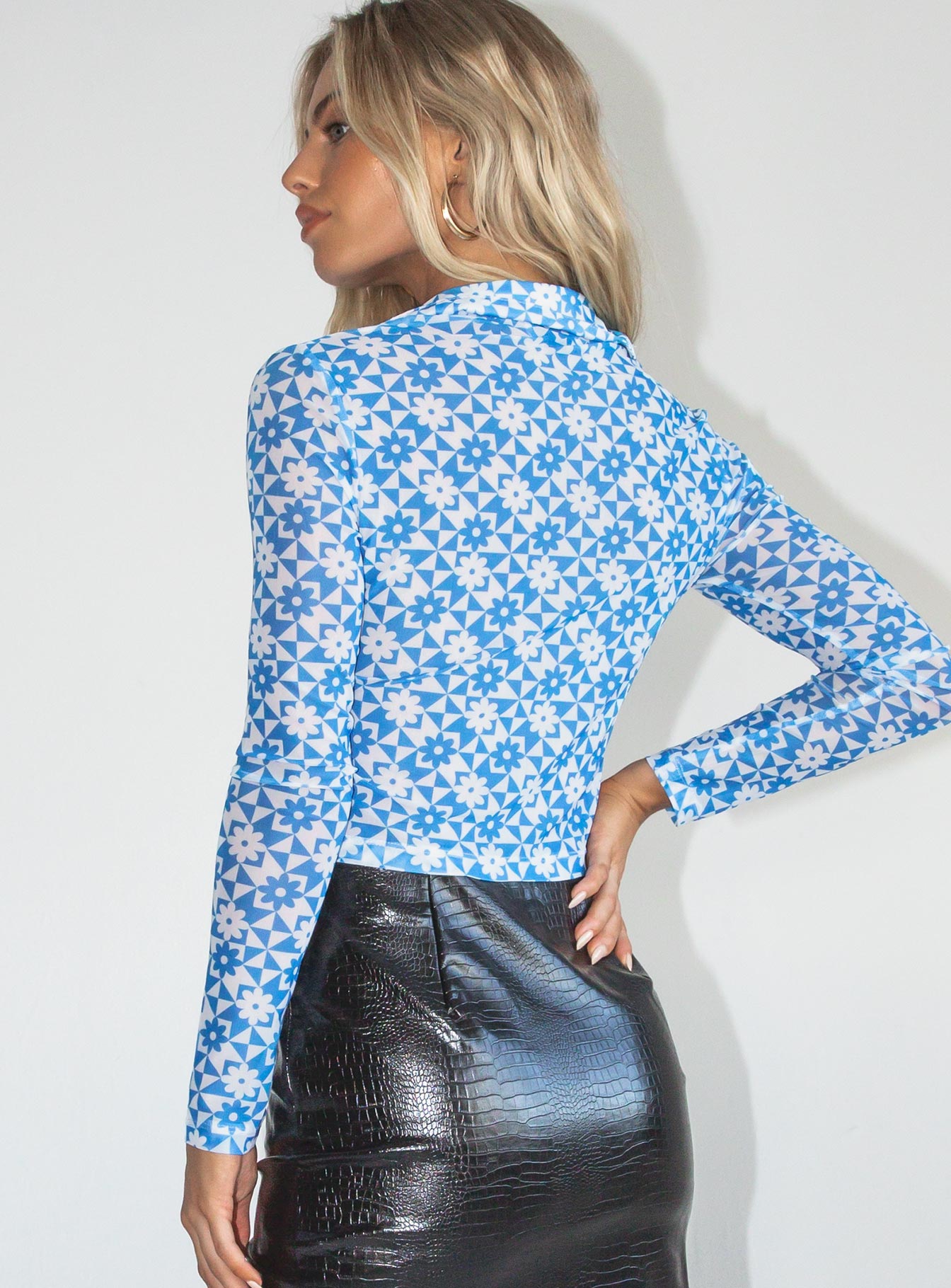 Kathleen Long Sleeve Top Blue / White