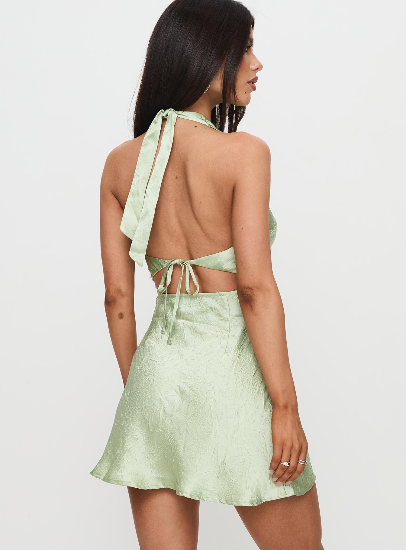 Mysteria Halter Mini Dress Green