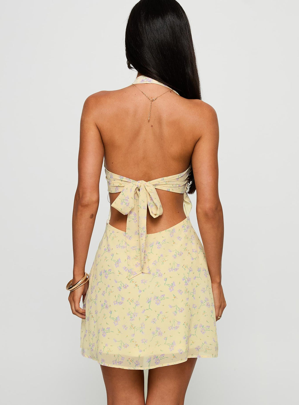 Rosamie Halter Mini Dress Cream / Floral