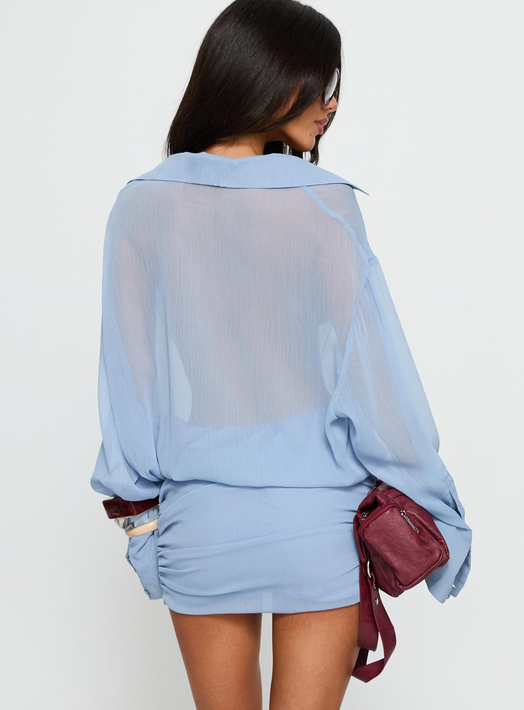 Moonrising Sheer Blouson Dress Blue