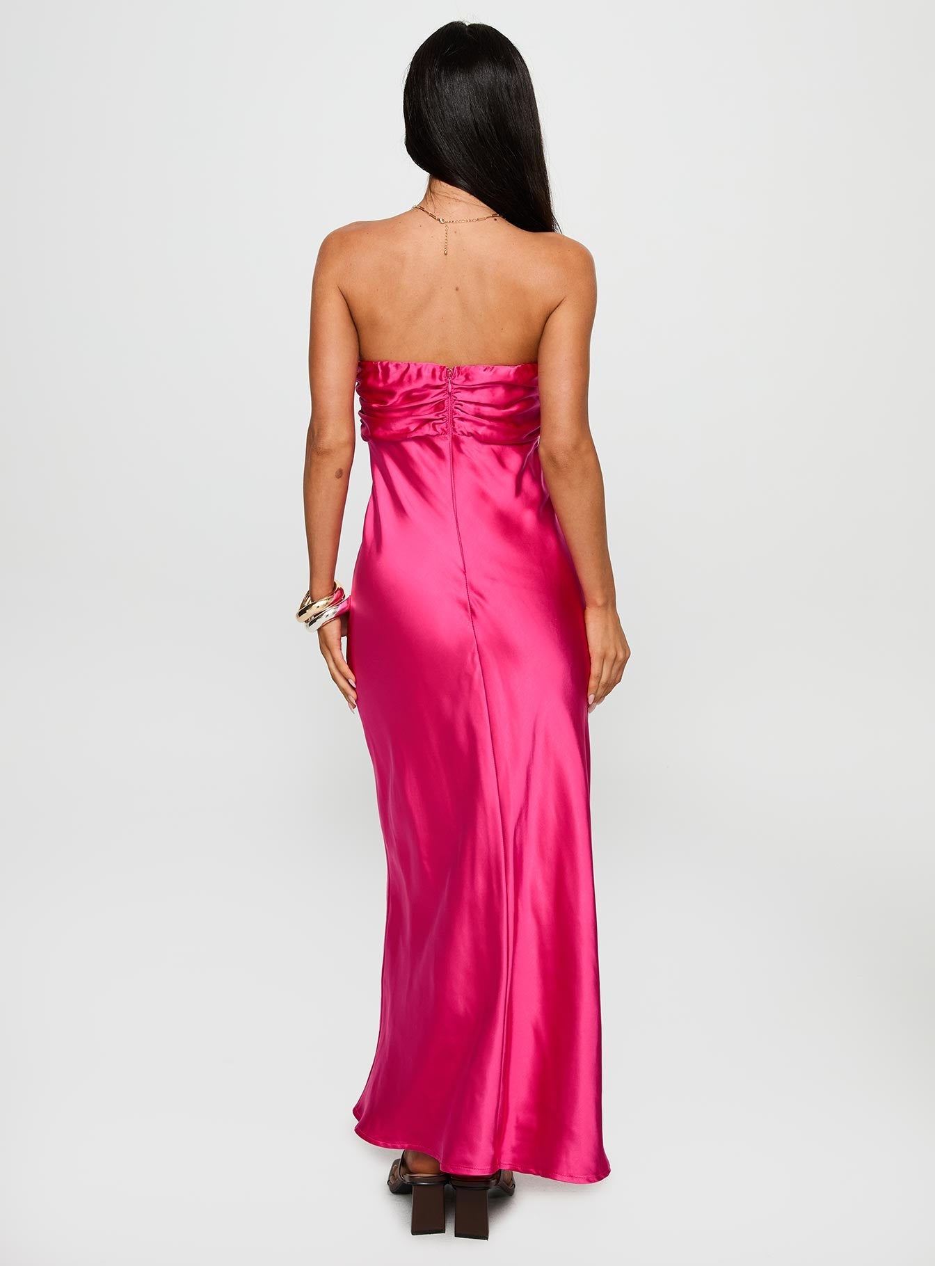 Cyprian Strapless Maxi Dress Hot Pink