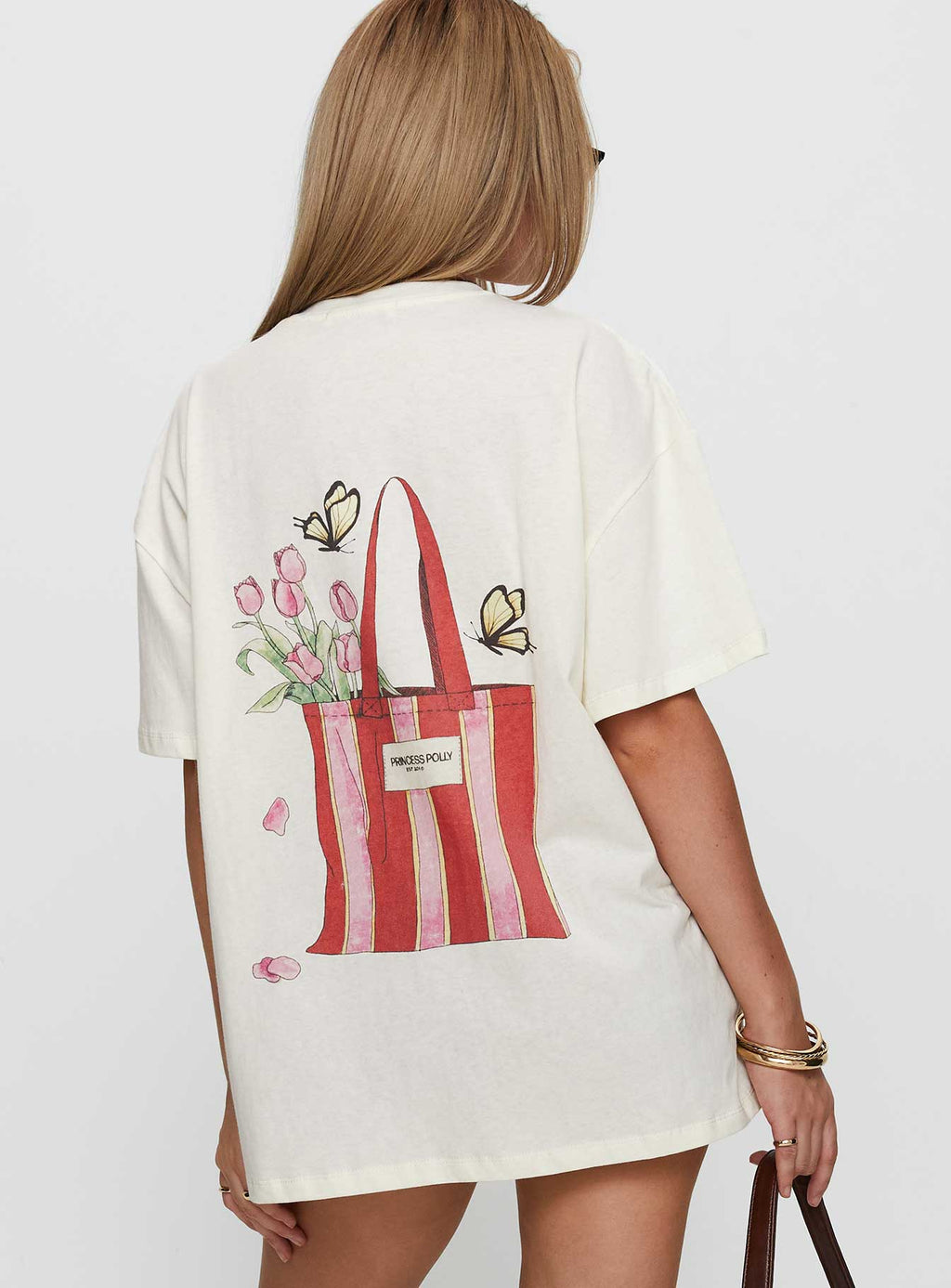 Princess Polly x Butterfly Foundation Charity Merch Oversized Tee Cream