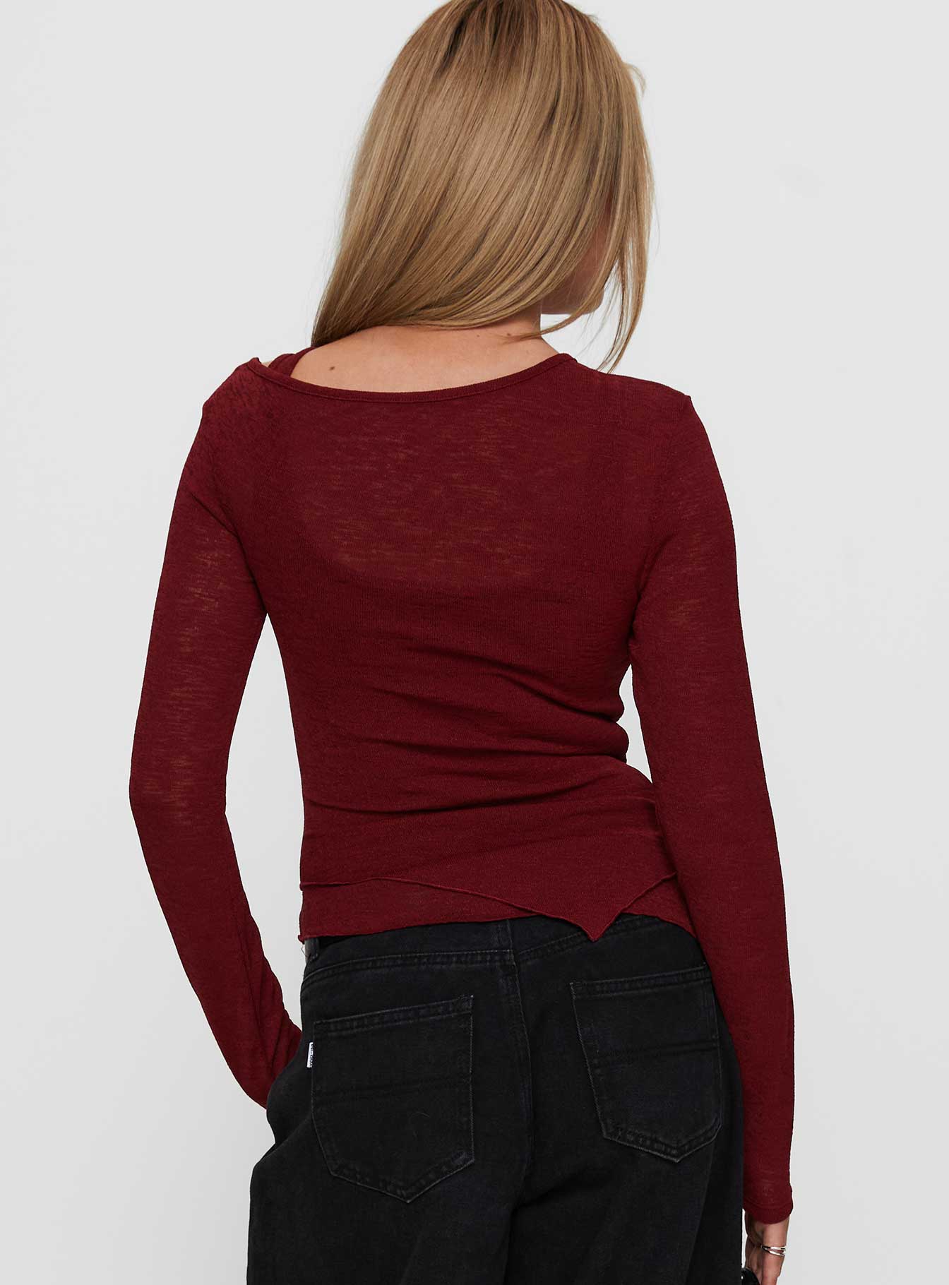 Lefort Long Sleeve Top Burgundy
