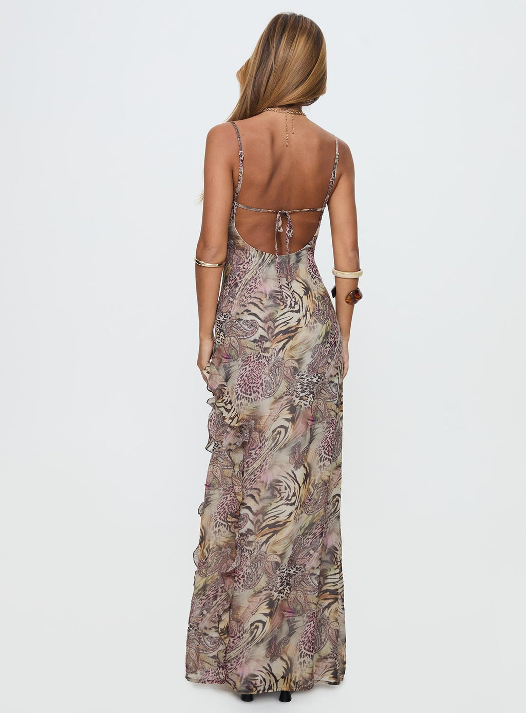 Sympathize Frill Split Maxi Dress Multi