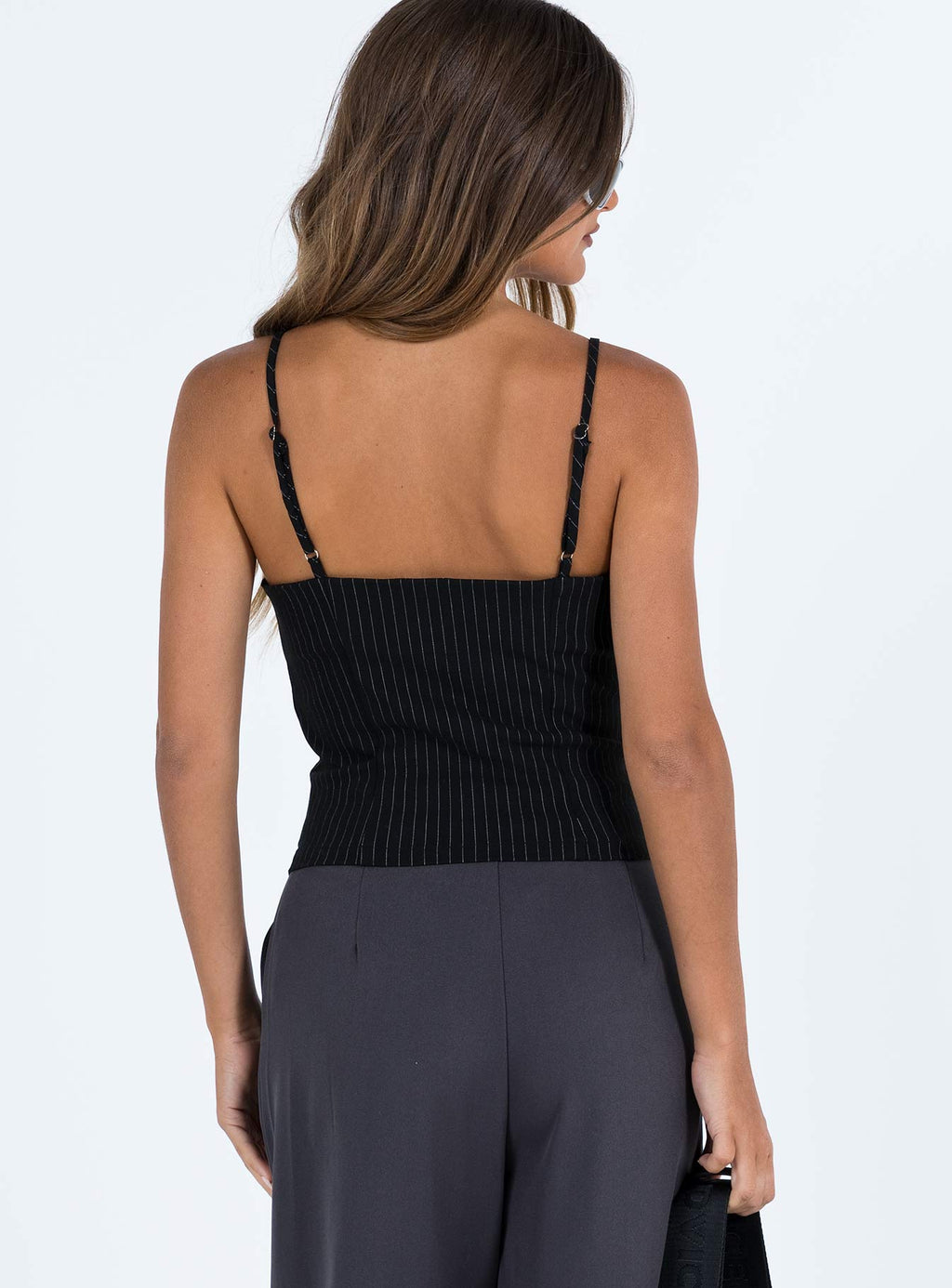 Archette Corset Vest Black Pinstripe