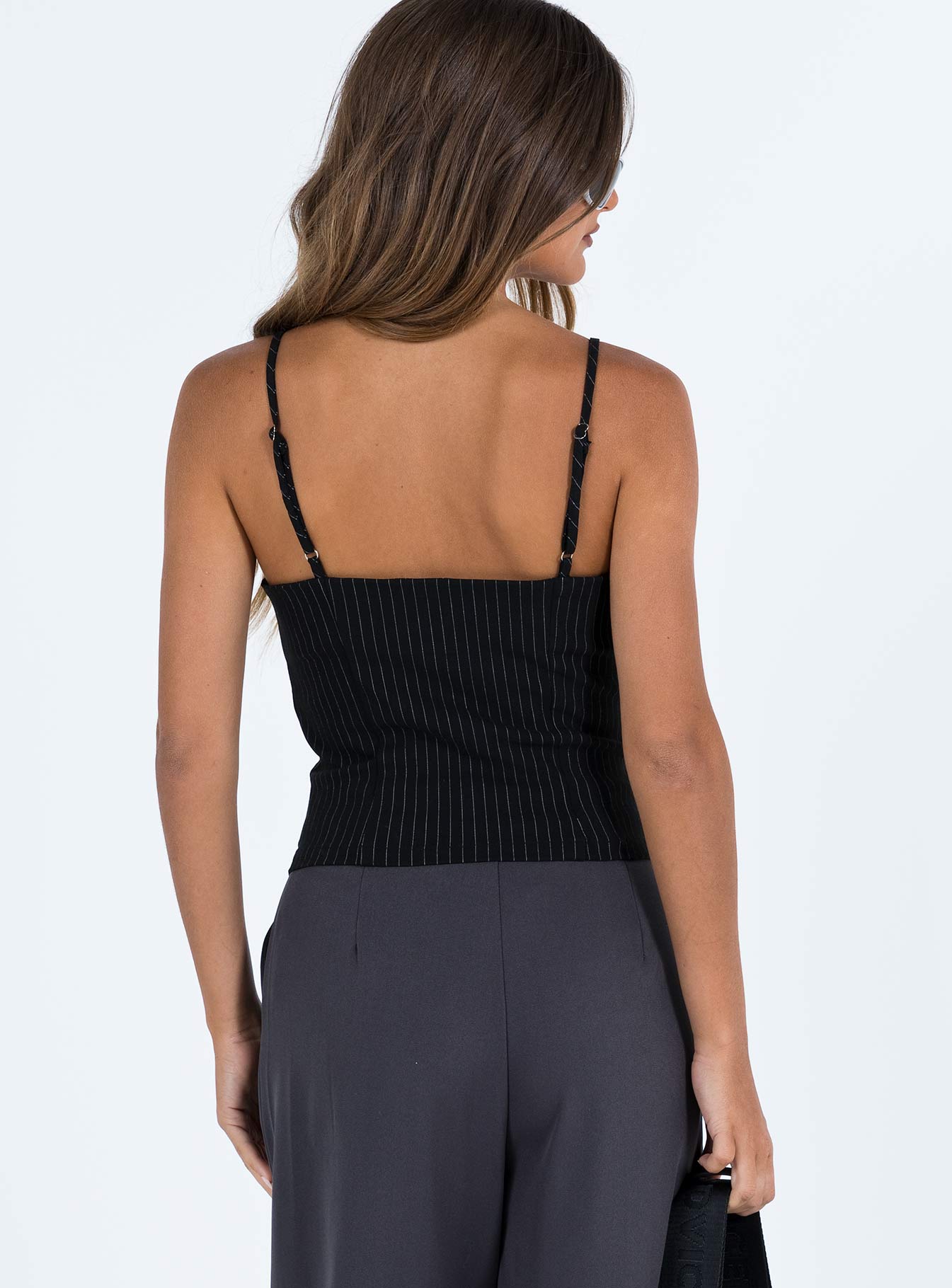 Archette Corset Vest Black Pinstripe