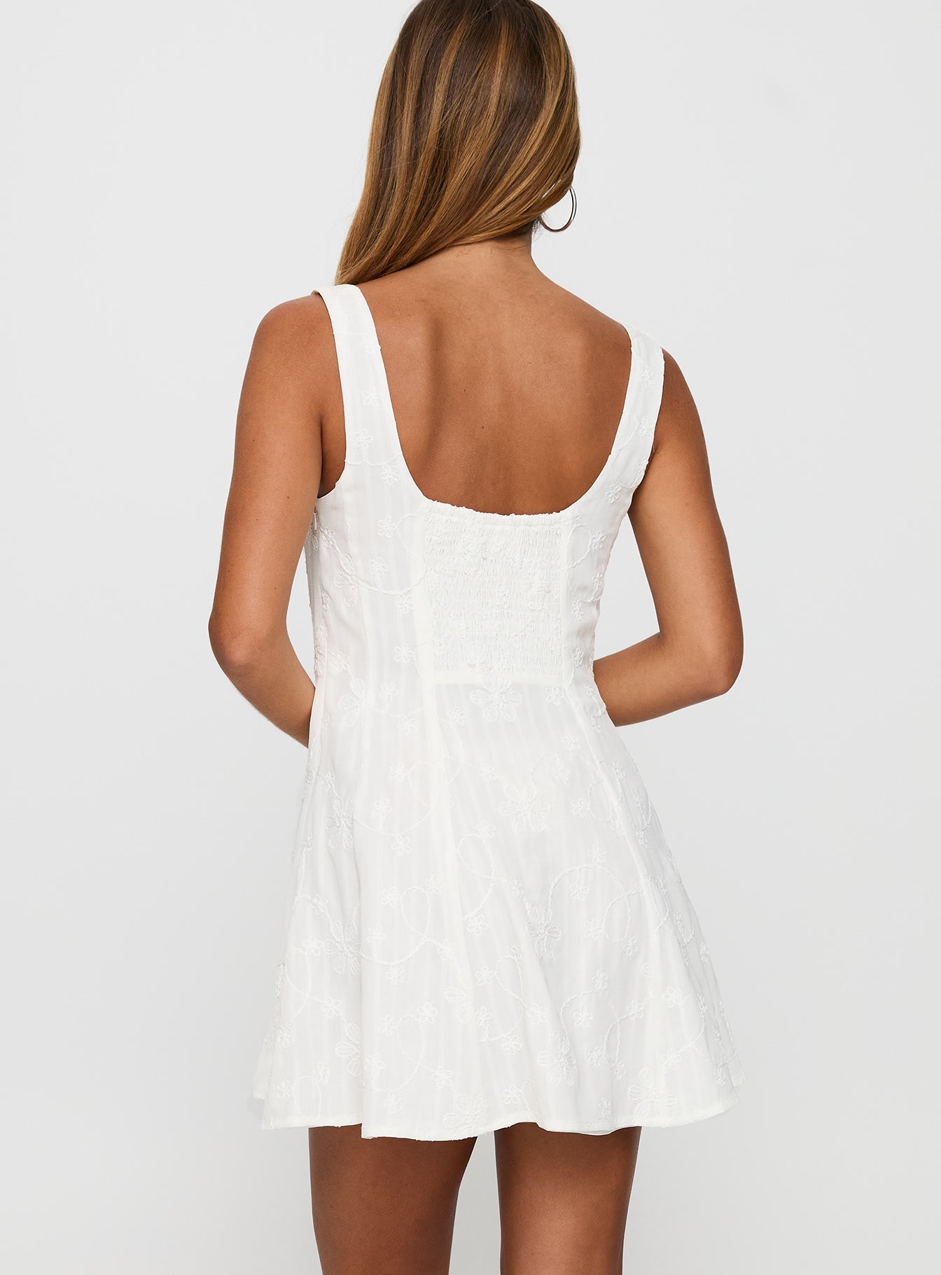You Can Embroidered Mini Dress White