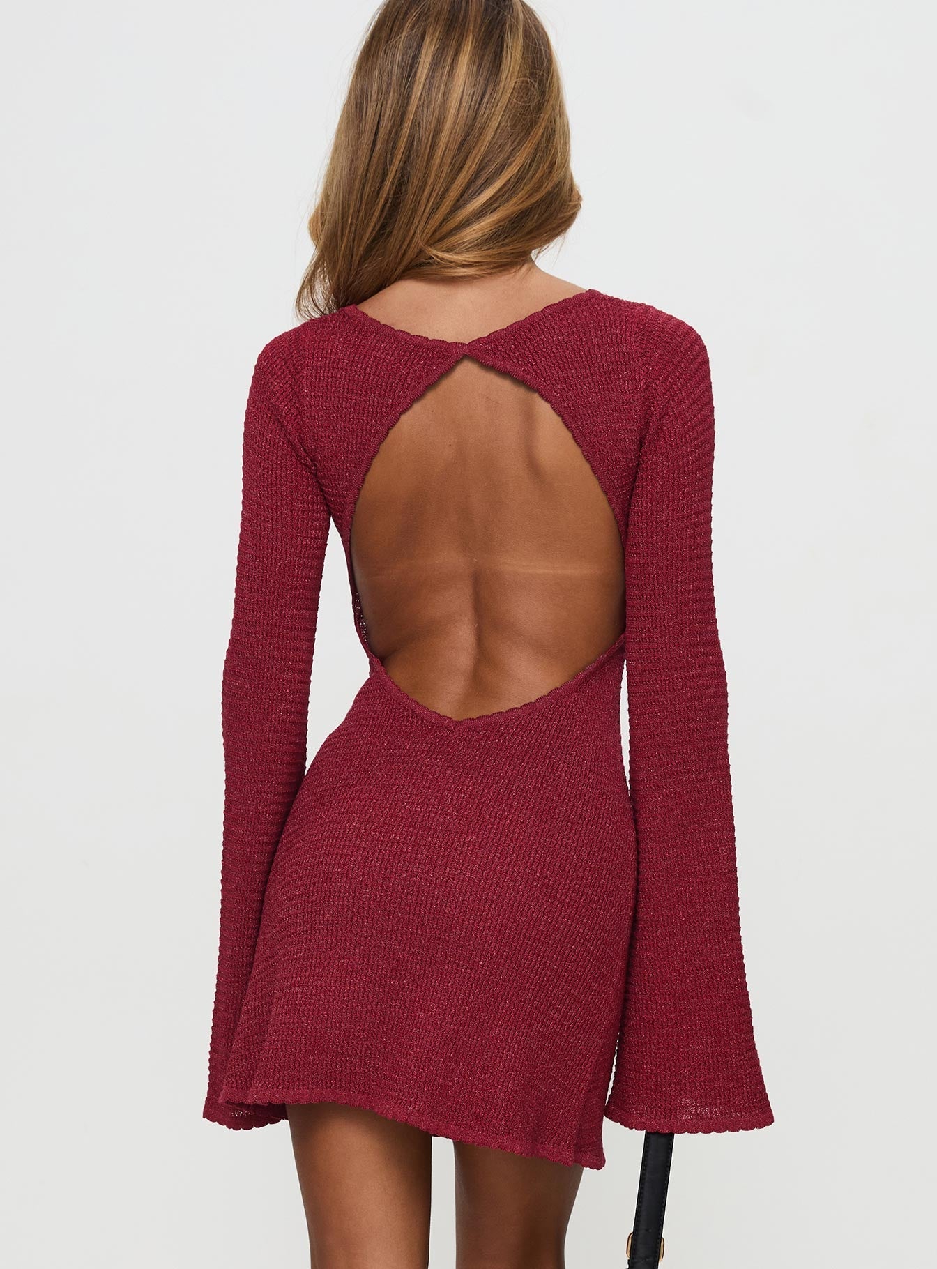 Rhapsody Long Sleeve Knit Mini Dress Red