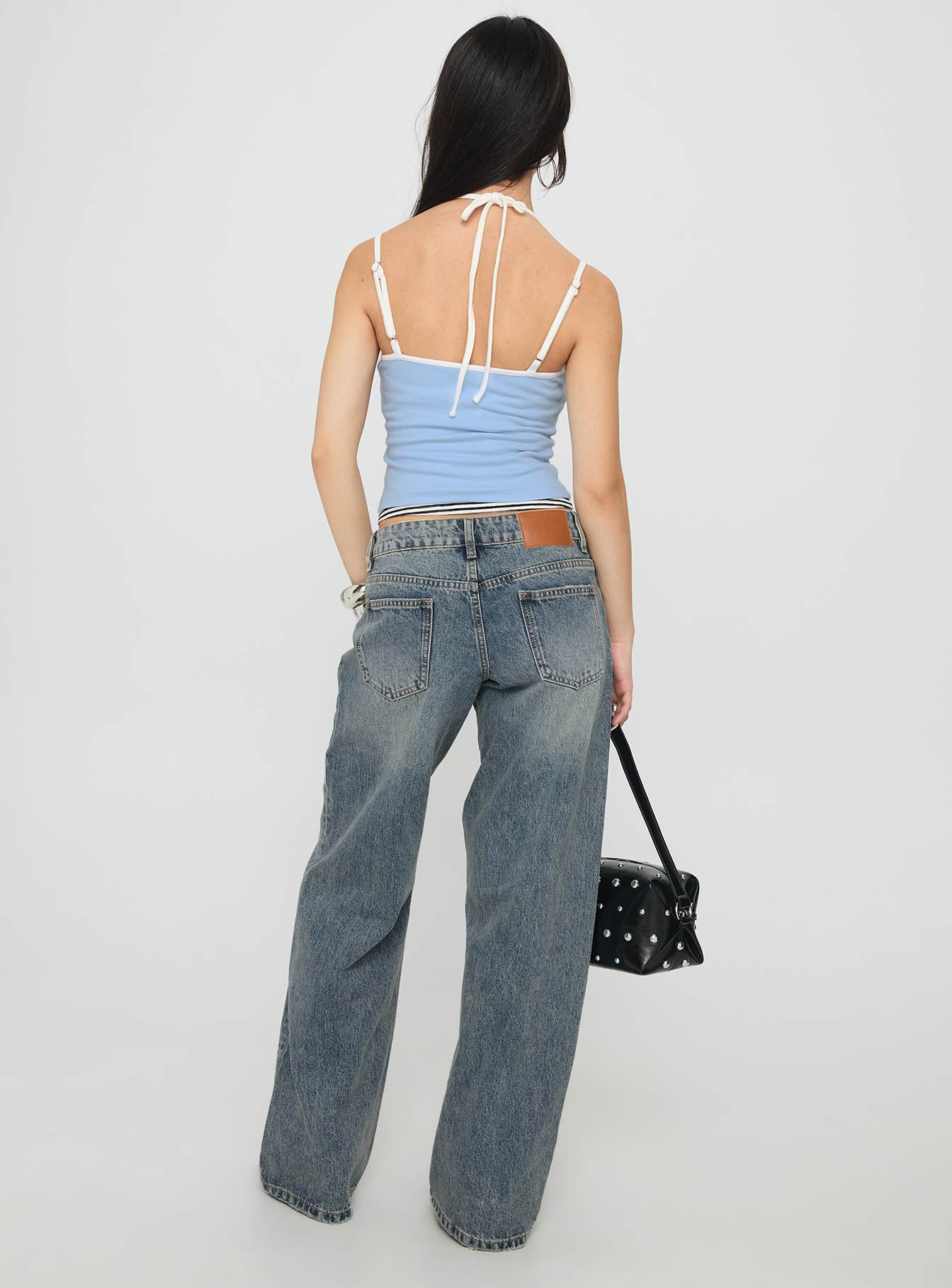 Zaralyn Low Rise Wide Leg Jeans Mid Blue Wash