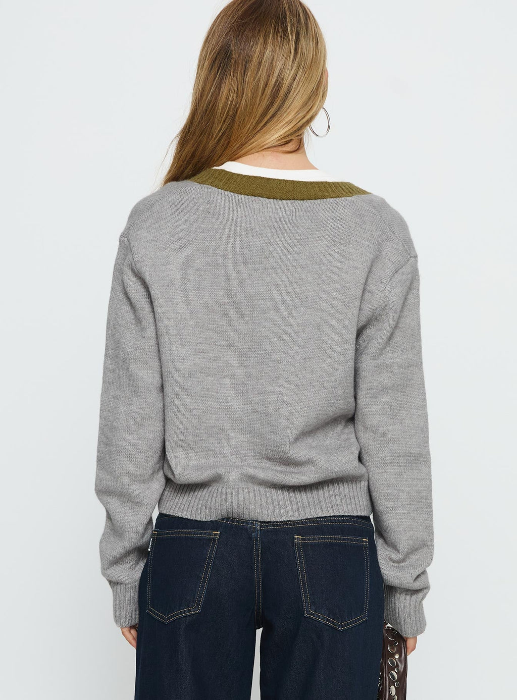 Atira Contrast Knit Cardigan Grey