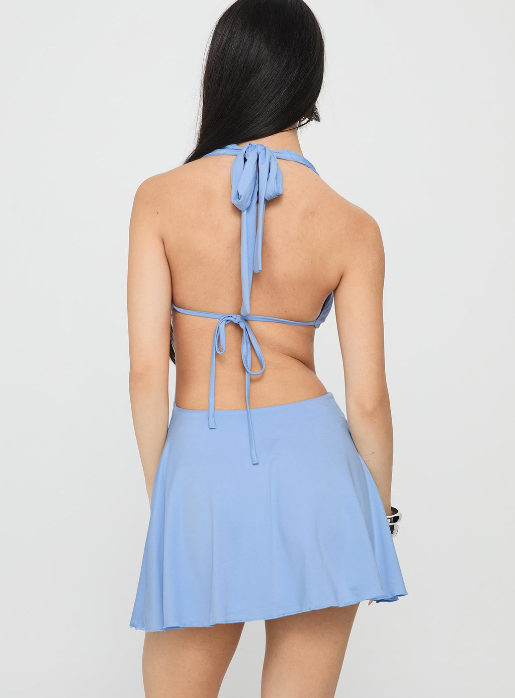 Maeva Halter Mini Dress Pastel Blue