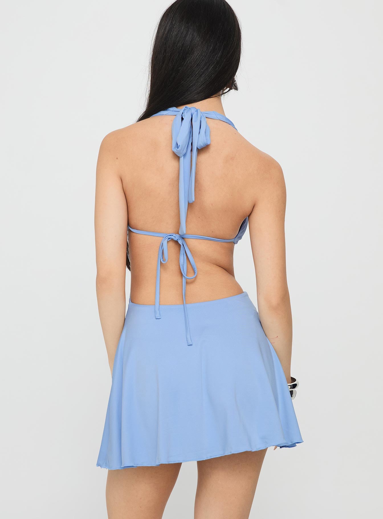 Maeva Halter Mini Dress Pastel Blue
