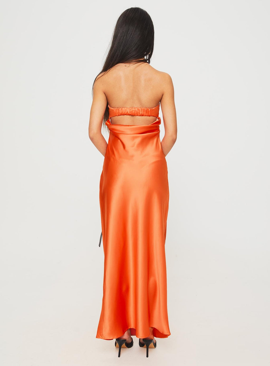 Citrus Kiss Strapless Maxi Dress Orange