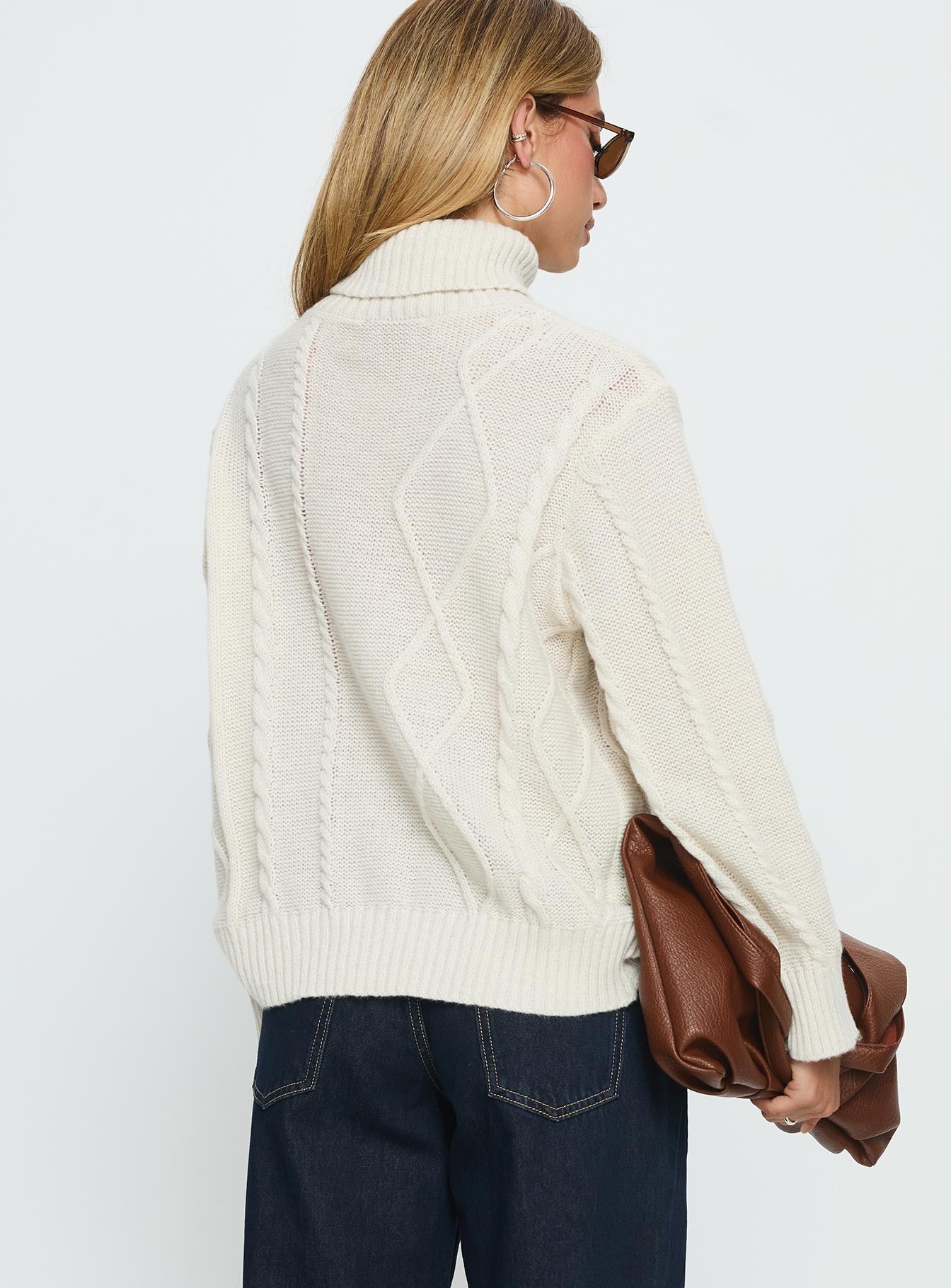 Tarynne Cable Knit Turtle Neck Sweater Beige