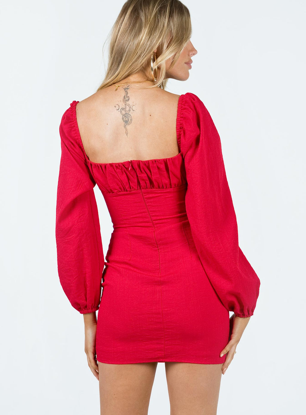 Vilma Long Sleeve Mini Dress Red