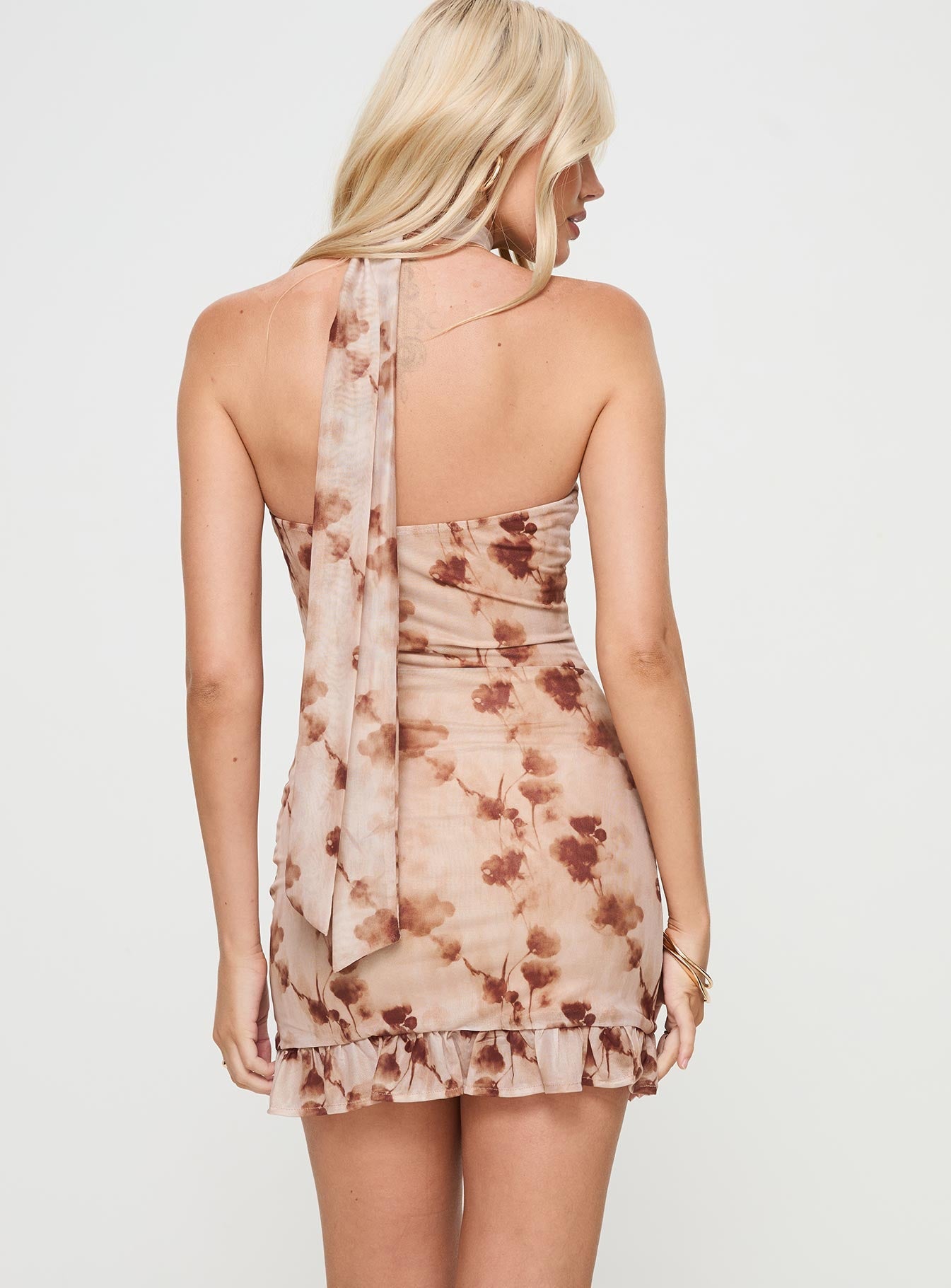 Stockton Strapless Mini Dress Beige Floral